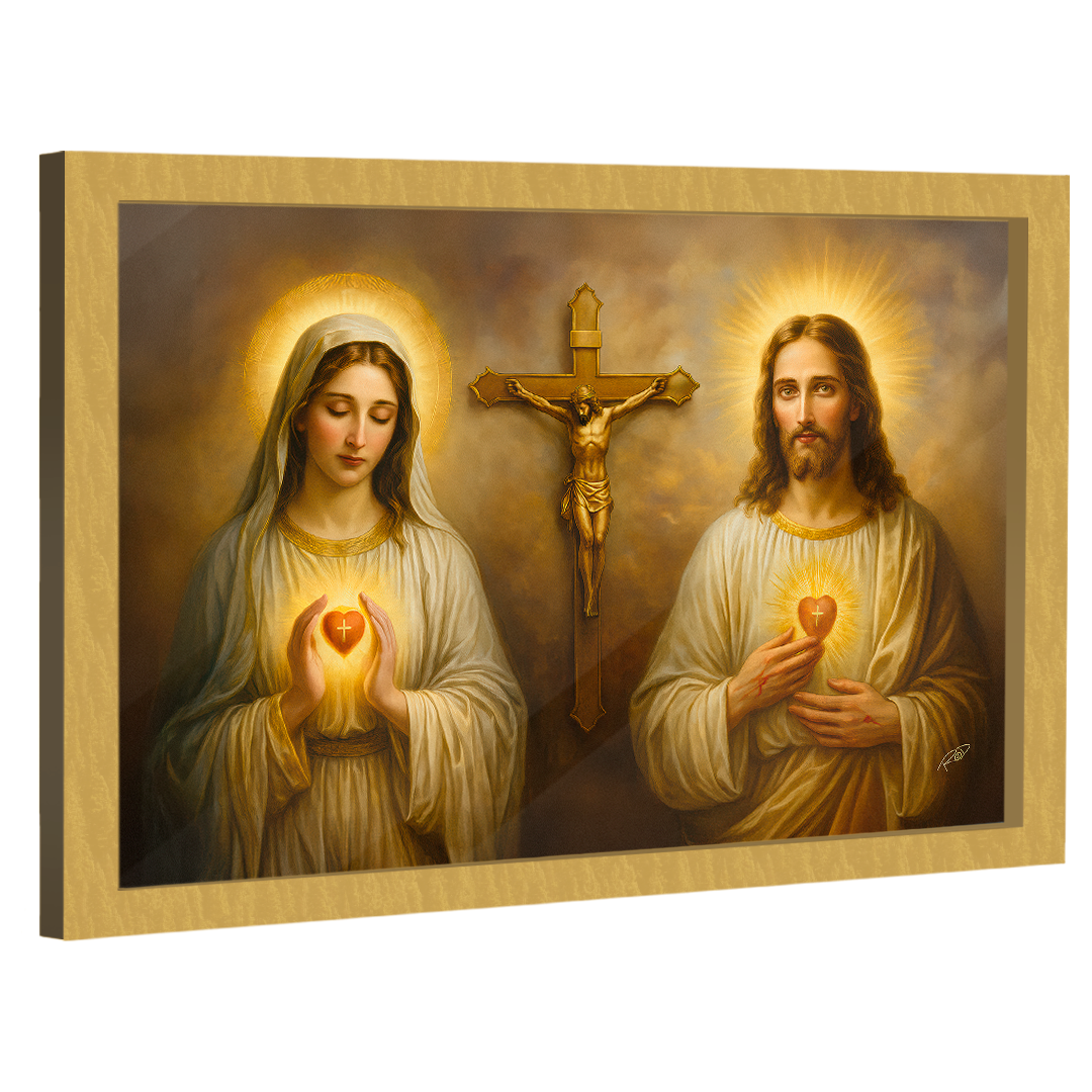 Quadro Decorativo Sagrado Coração de Jesus e Maria | MadeiraMadeira