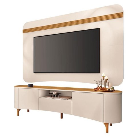 Rack Bancada Elara com Painel Armony Off White Cinamomo - Hb Móveis