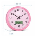 Ver imagem 7 de Relógio de Parede Rosa com Calendário e Termômetro Digital 25cm