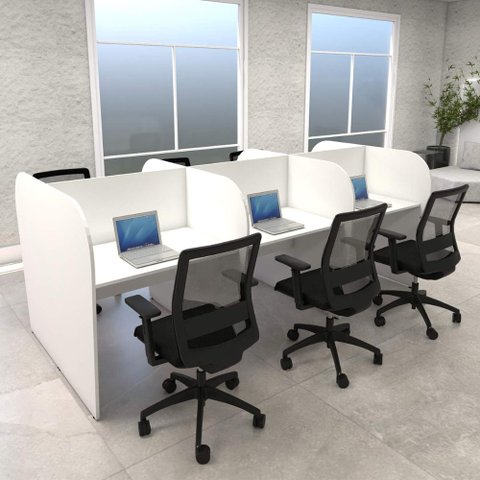 Mesa de Trabalho Call Center para 6 Pessoas 2,77m Branco F5 Cor:branco
