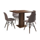 Ver imagem 6 de Mesa Jantar Londres Quadrada Amêndoa 90cm 4 Cadeiras Eames Estofadas Nude Médio Madeira