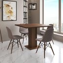 Ver imagem 1 de Mesa Jantar Londres Quadrada Amêndoa 90cm 4 Cadeiras Eames Estofadas Nude Médio Madeira