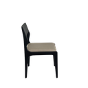 Ver imagem 2 de CADEIRA EM MADEIRA COM ASSENTO ESTOFADO AREIA. COR PRETA