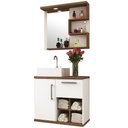 Ver imagem 1 de Conjunto Banheiro Gabinete Suspenso 70cm Com Armário E Cuba Veneza B06 Branco Nogal - Lyam Decor