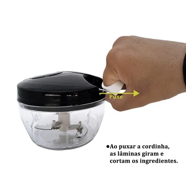 Mini Processador e Triturador de alimentos 3 lâminas multiuso:Preto - 3