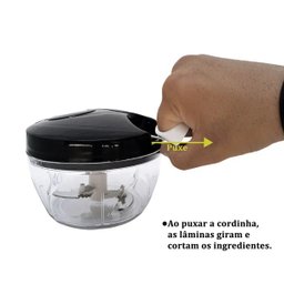 Mini Processador e Triturador de alimentos 3 lâminas multiuso:Preto - 3