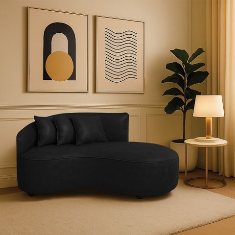 Sofá 2 Lugares Orgânico 140 Cm Morgan Sintético Pu Preto D03 - D’Rossi