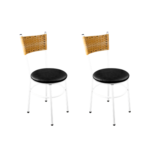 2 Cadeiras Brancas para Cozinha Viena Palha:Preto