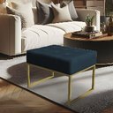 Ver imagem 5 de Puff Lisa Suede Azul Marinho Base Metálica Industrial Dourado