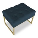 Ver imagem 4 de Puff Lisa Suede Azul Marinho Base Metálica Industrial Dourado