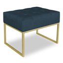 Ver imagem 1 de Puff Lisa Suede Azul Marinho Base Metálica Industrial Dourado