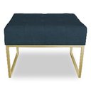 Ver imagem 3 de Puff Lisa Suede Azul Marinho Base Metálica Industrial Dourado