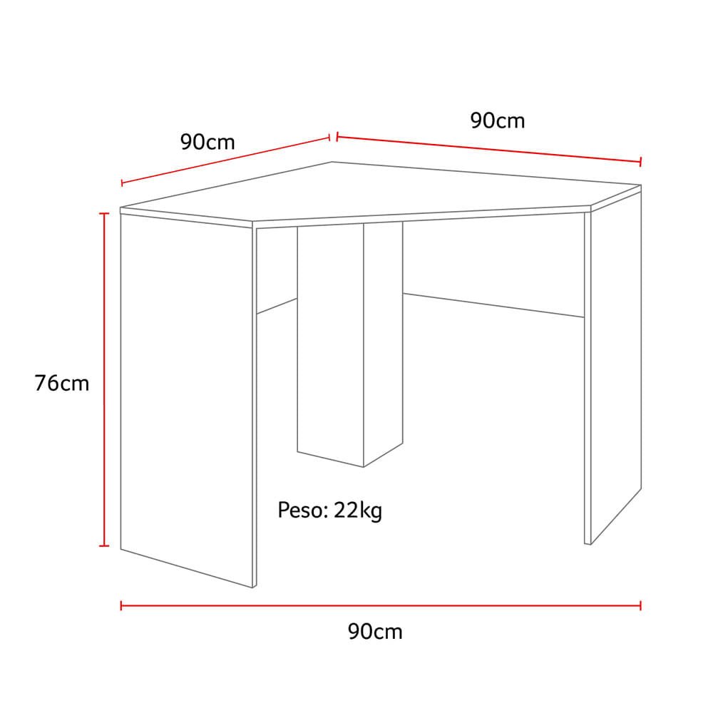 Mesa de Canto para Computador 90x90cm Branco Fosco Multi - Ei076out [reembalado] Ei076out Multilaser - 4