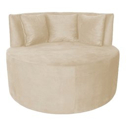 Sofá Puff Chaise Estofada Redondo Barcelona Almofadas Suede Porcelana Eli Móveis e Decoração - 1