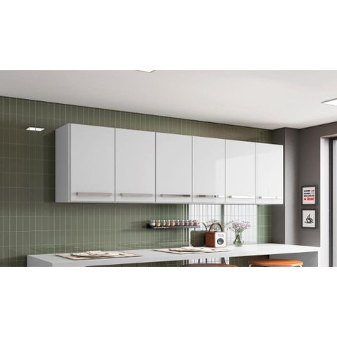 Armario Aereo Suspenso 6 Portas Branco Maldivas Brienza Movelaria