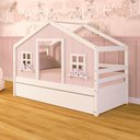 Ver imagem 1 de Bicama Casinha Dos Sonhos Madeira Maciça Rosa/ Branco Megamobilia