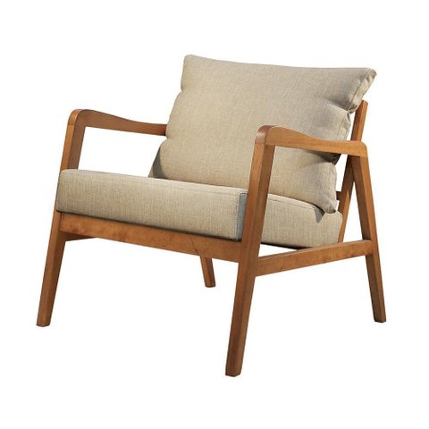 Poltrona Bia Luxo Madeira Maciça Castellar Móbile Linho Bege Claro Linho Bege Claro