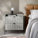 Ver imagem 2 de Mesa Lateral para Cama Moriah 60cm Retro 100% Mdf Off White com Preto