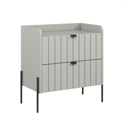 Mesa Lateral para Cama Moriah 60cm Retro 100% Mdf Off White com Preto