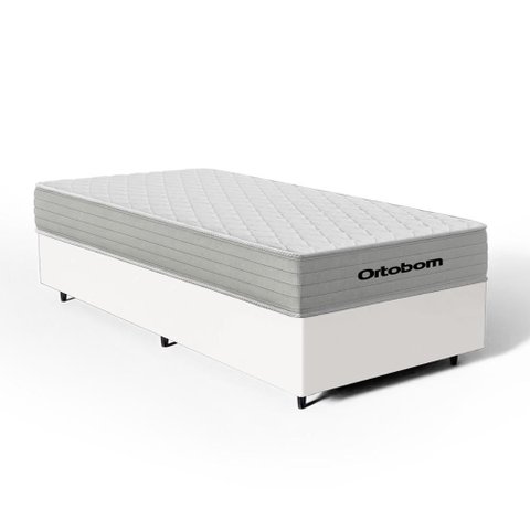 Cama Box com Colchão de Molas Ensacadas Ortobom One Face Plenno Superpocket Solteiro 88cm