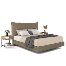 Cama King Flutuante 195cm Lyra e 2 Mesas de Cabeceira Plaza L03 Marrom/Castanho - Mpozenato - 1
