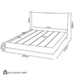 Cama King Flutuante 195cm Lyra e 2 Mesas de Cabeceira Plaza L03 Marrom/Castanho - Mpozenato - 4