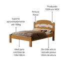Ver imagem 3 de Cama de Casal em Madeira Mdf Iris Reforçada Estilo Moderno para Quarto Tradicional:nature / Off Whit