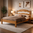 Ver imagem 1 de Cama de Casal em Madeira Mdf Iris Reforçada Estilo Moderno para Quarto Tradicional:nature / Off Whit
