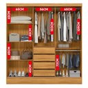Ver imagem 5 de Guarda-Roupa Casal com Espelho 3 Portas de Correr e 4 Gavetas Plata Yescasa Cinamomo/Off-White