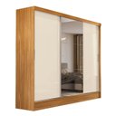 Ver imagem 2 de Guarda-Roupa Casal com Espelho 3 Portas de Correr e 4 Gavetas Plata Yescasa Cinamomo/Off White Marrom