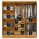 Ver mais imagens de Guarda-Roupa Casal com Espelho 3 Portas de Correr e 4 Gavetas Plata Yescasa Cinamomo/Off-White