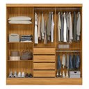 Ver imagem 4 de Guarda-Roupa Casal com Espelho 3 Portas de Correr e 4 Gavetas Cinamomo/Off White Plata