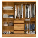 Ver imagem 1 de Guarda-Roupa Casal com Espelho 3 Portas de Correr e 4 Gavetas Plata Yescasa Cinamomo/Off-White