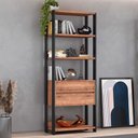 Ver imagem 2 de Estante Livreiro 2 Gavetas Estilo Industrial Chess F04 Preto/Solanum - Mpozenato