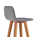 Ver imagem 5 de Kit 3 Banquetas Altas Luxo Linea Aço Cobre Linho Cinza Base Carvalho