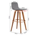 Ver imagem 6 de Kit 3 Banquetas Altas Luxo Linea Aço Cobre Linho Cinza Base Carvalho