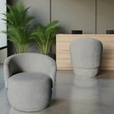 Ver mais imagens de Kit 2 Poltronas Decorativa Beatriz Orgânica Bouclé Cinza Claro