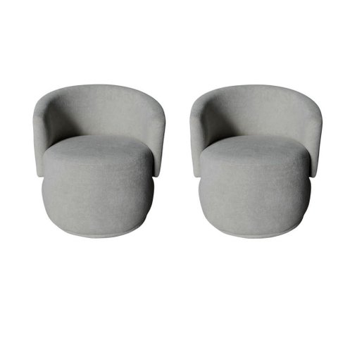Kit 2 Poltronas Decorativa Beatriz Orgânica Bouclé Cinza Claro