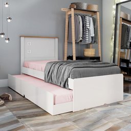 Cama Solteiro Roberta Auxiliar Off White Madeira - 1