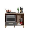 Ver imagem 3 de Balcão para Cooktop 4 Bocas de Cozinha com Nicho para Micro-Ondas Fit Carvalho Chumbo Nicioli