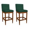 Kit 2 Banquetas Valencia Base de Madeira Maciça Veludo Verde Bandeira - 1