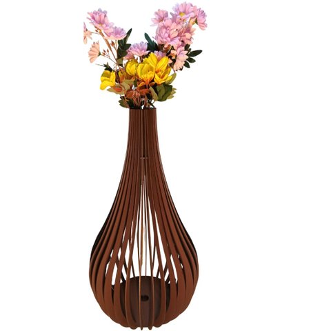 Vaso de Chão Decorativo Grande Capadócia Mdf:marrom/60x30cm