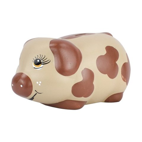 Cofre Porco Médio Cerâmica: Marrom