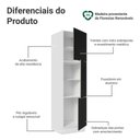Ver imagem 3 de Paneleiro 60 cm 3 Portas Branco/Preto Lux Madesa