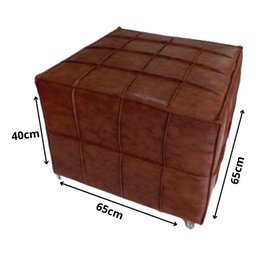 Puff Decorativo Quadrado 65x65 Corino Marrom para Sala Quarto - Bz Home Decor - 2