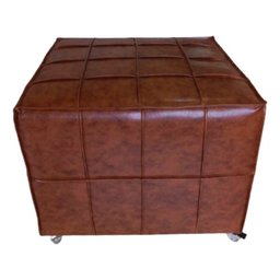 Puff Decorativo Quadrado 65x65 Corino Marrom para Sala Quarto - Bz Home Decor - 4