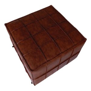 Puff Decorativo Quadrado 65x65 Corino Marrom para Sala Quarto - Bz Home Decor