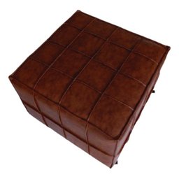 Puff Decorativo Quadrado 65x65 Corino Marrom para Sala Quarto - Bz Home Decor - 5