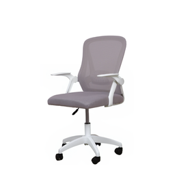 Cadeira Giratória Ergonômica Tela Mesh com Braços Articulados W-15:branca C/ Cinza - 1