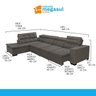 Sofá 7 Lugares de Canto Retrátil Reclinável Pillow Chaise D 3,60 X 2,20 M Sttilo Marrom513- Megasul - 5